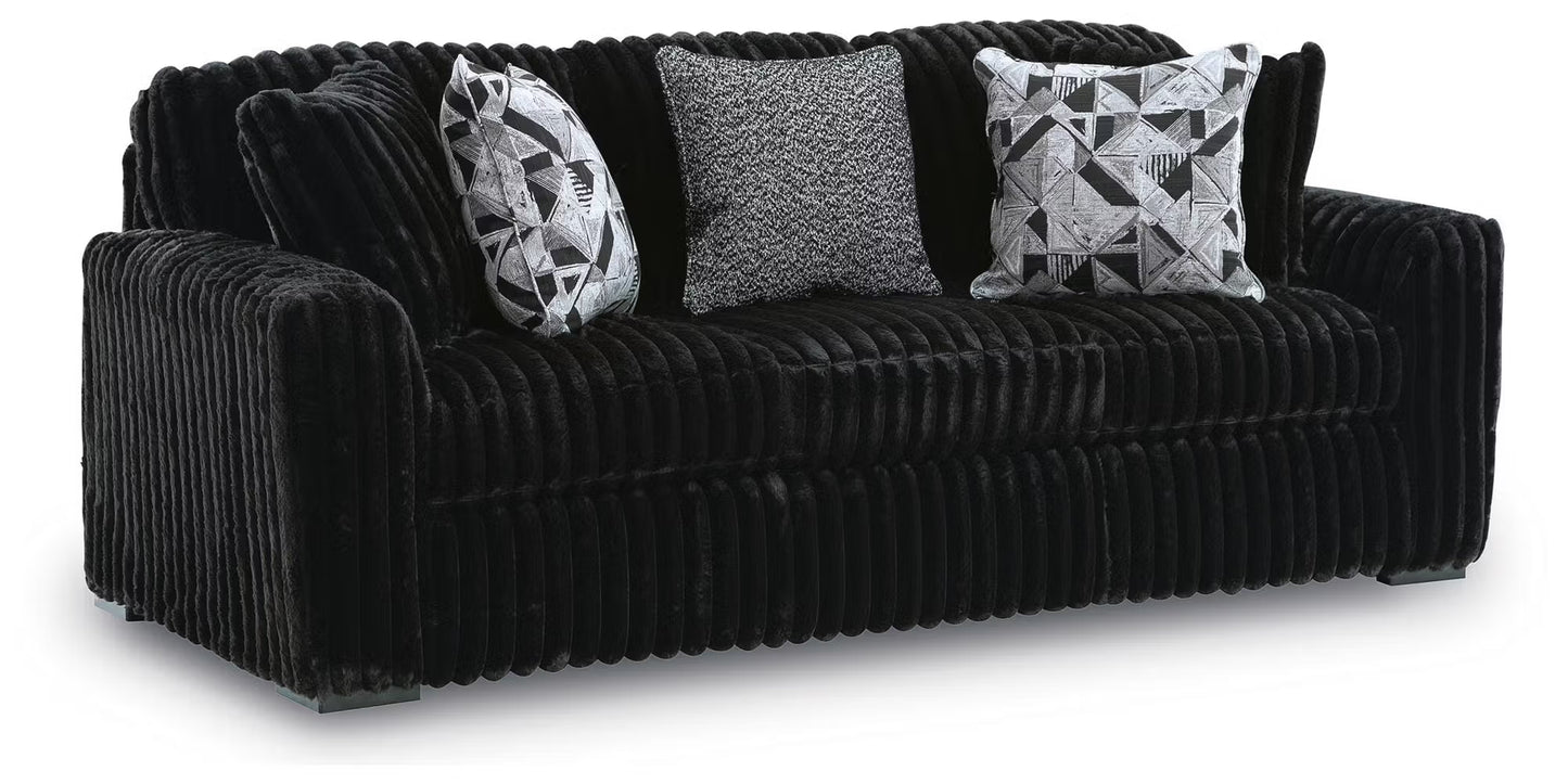 Midnight-Madness Sofa, Loveseat & Oversized Ottoman 3PC Living Room Set