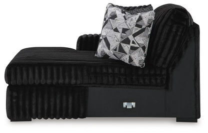 Midnight-Madness 3PC Sectional with Double Chaise & Ottoman Set