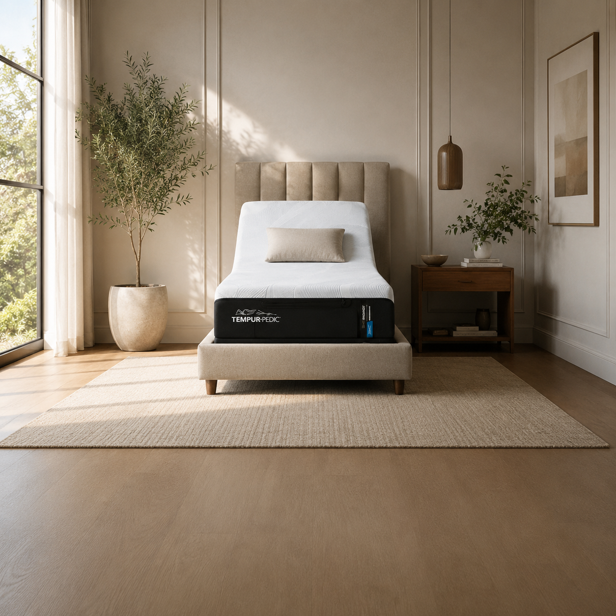 Adjustable mattress in a modern bedroom