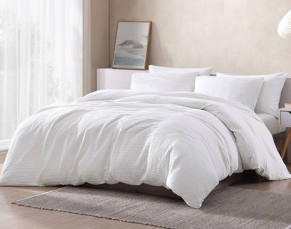 Daniel Gauze Cotton 4 pc Comforter Cover Set White