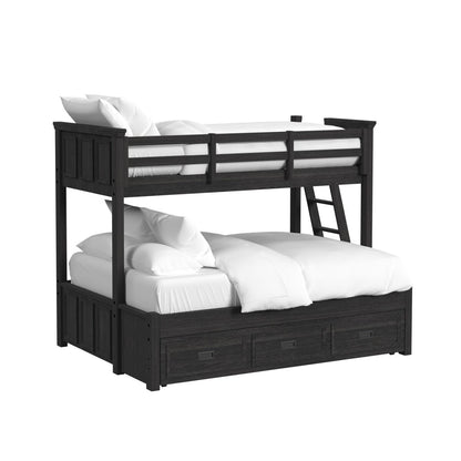 Hampton Kids Twin Over Full Bunk Bed with Ladder & Trundle - Charcoal
