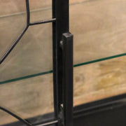 APARADOR DE LECTURA | Acabado negro sobre estructura de metal con cristal transparente | 4 puertas