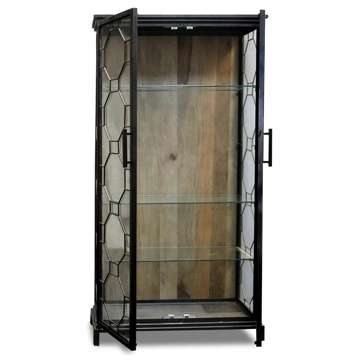 MUEBLE DE LECTURA | Acabado negro sobre marco de metal con vidrio transparente | 2 puertas 