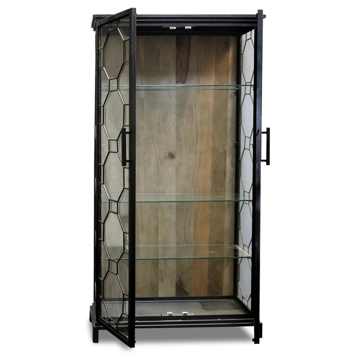 READING CABINET | Black Finish on Metal Frame with Clear Glass | 2 Door