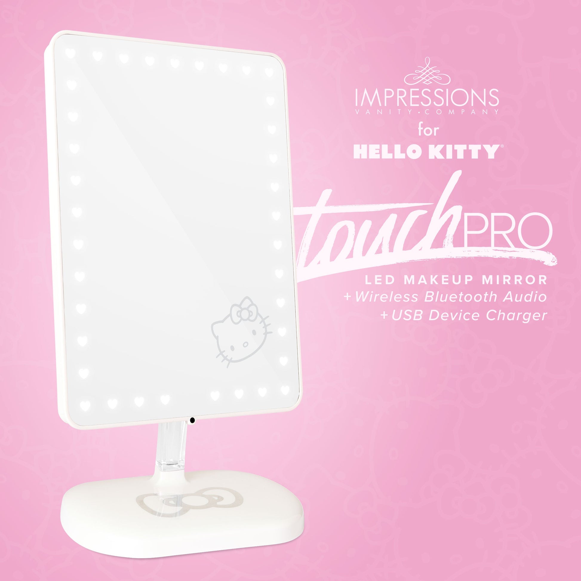 Hello Kitty Edition Touch Pro LED Makeup Mirror with Bluetooth Audio+Speakerphone & USB Charger