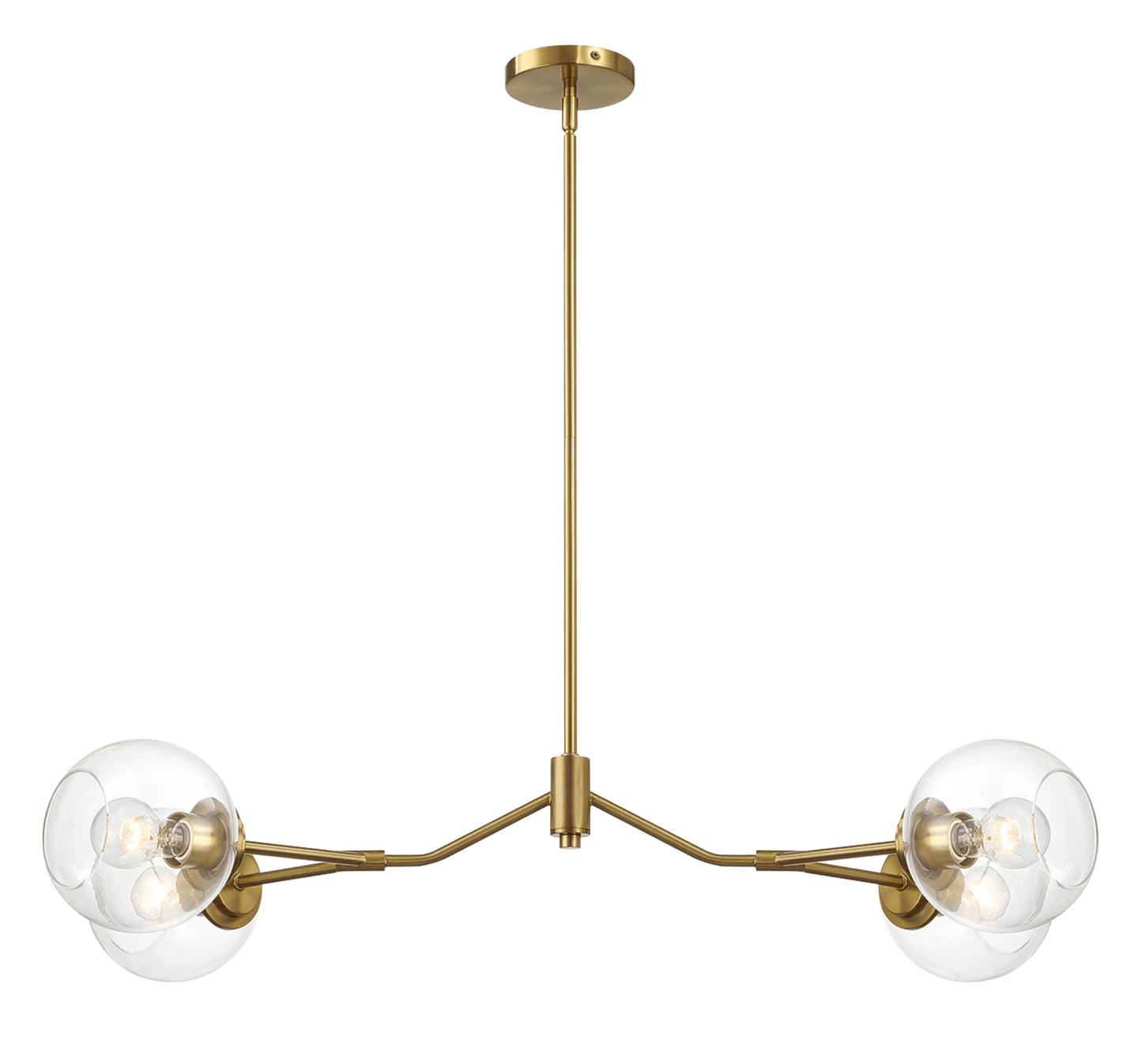 Jewel Four Lights Modern Farmhouse Chandelier Ceiling Hanging Light Fixture For Kitchen Island Dining Room 36"L × 20"W × 7.25"H with Clear Glass