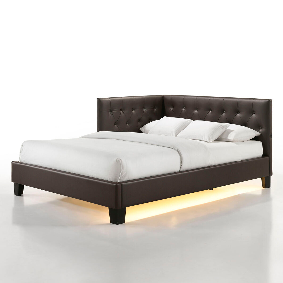 Julesburg Corner Bed in Brown PU