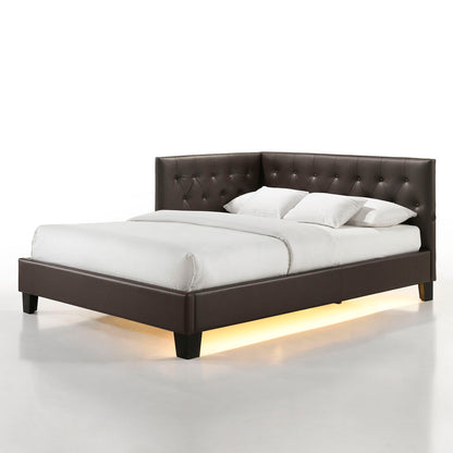 Julesburg Corner Bed in Brown PU