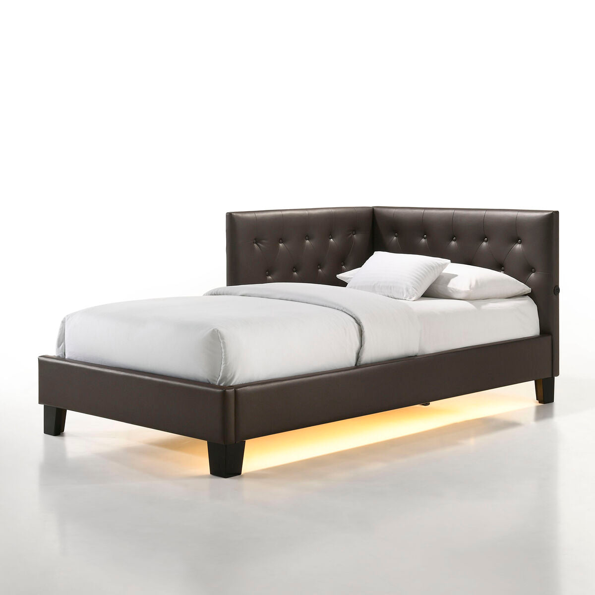 Julesburg Corner Bed in Brown PU