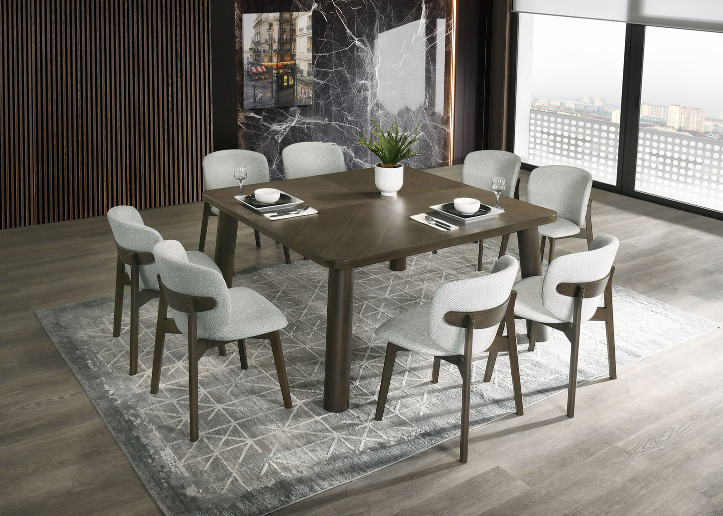 Mallin Square Dining Table with Checkerboard Pattern Design