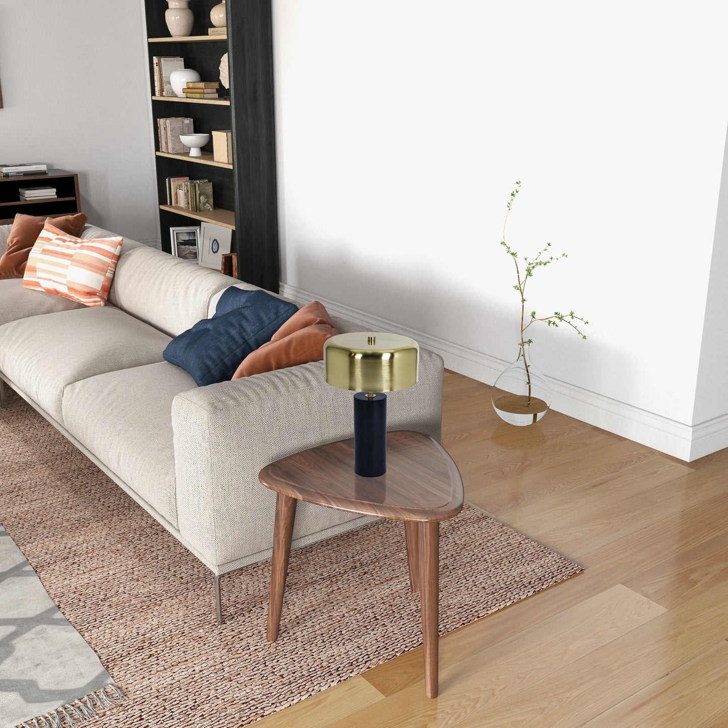 Lámpara de mesa cinética - Exterior dorado e interior blanco