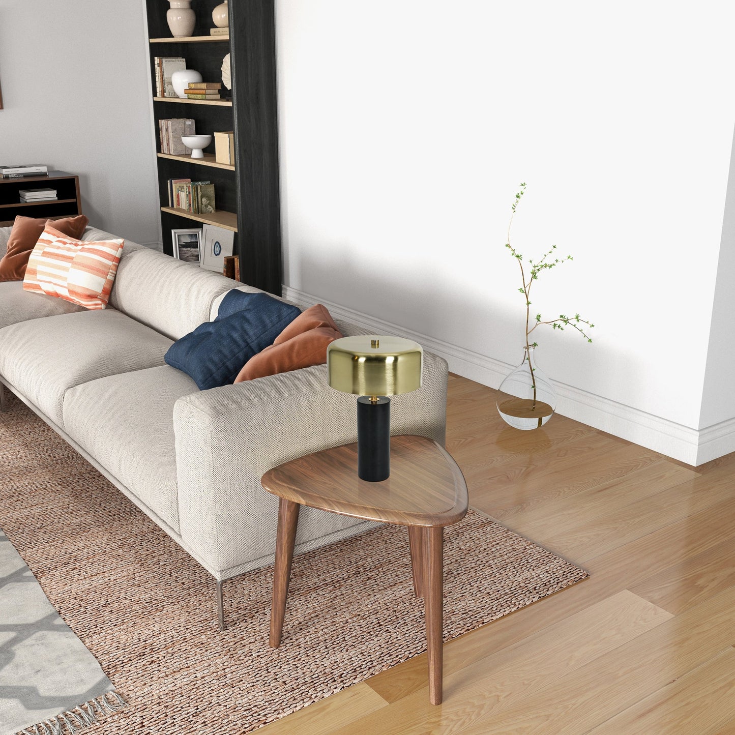 Lámpara de mesa cinética - Exterior dorado e interior blanco