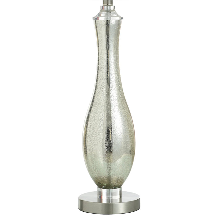 Lámpara de mesa de acero y cristal de mercurio con base transparente