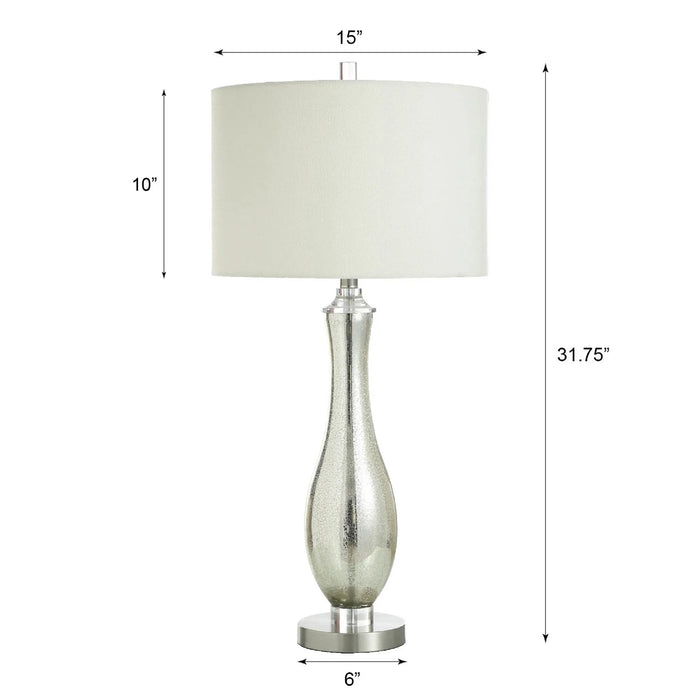 Steel And Mercury Glass Table Lamp With Clear Base