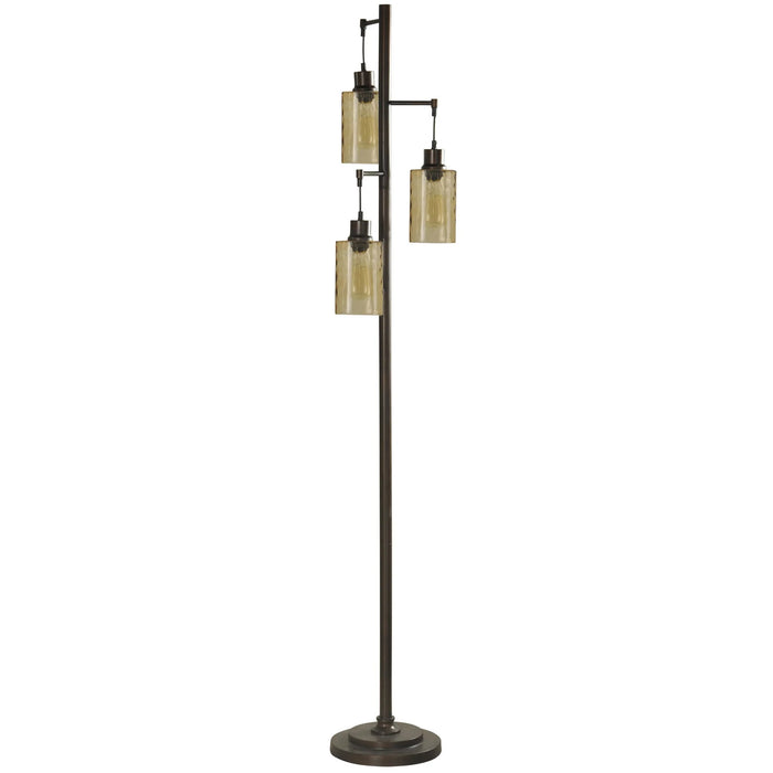 Champagne Pendant Dimpled Glass Shade Floor Lamp