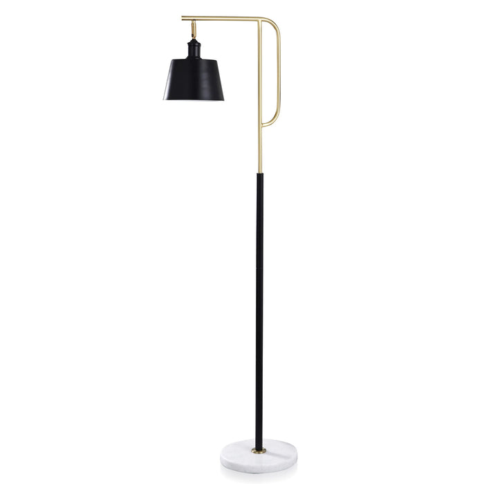 CANELLA GOLD | Contemporary Steel & Marble Base Floor Lamp with Adjustable Position Shade