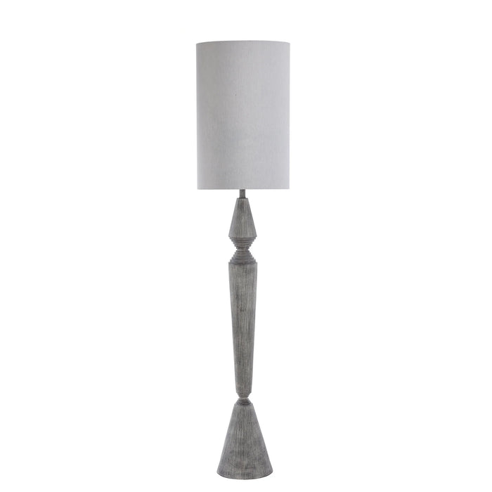 BULWELL GREY | Contemporary Molded Floor Lamp with Light Gray Faux Wood