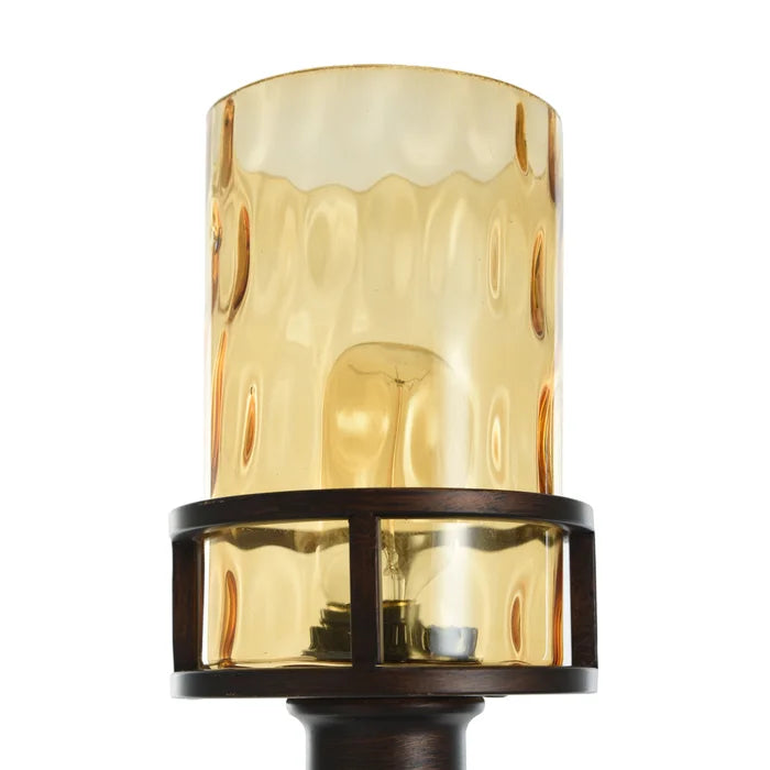 Bronze 2 Headed Metal Uplight Floor Lamp with Glass Shades