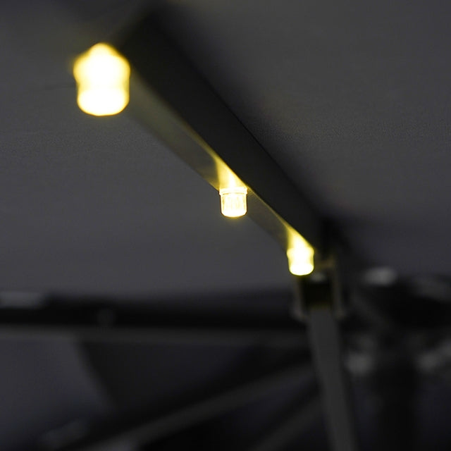 Xico 8 Ft Square Umbrella w/ Double Top w/ LED Light + 37" Large Base