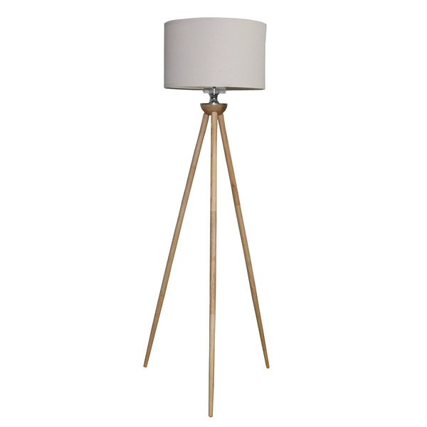 Lirios Three Legged Wooden Strip Floor Lamp - Natural