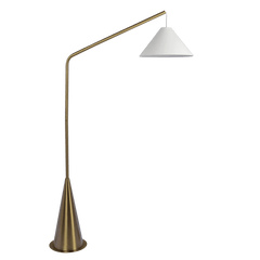 Lisbon Floor Lamp with On/Off Switch Coned Base Hanging White Shade