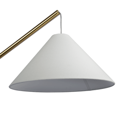 Lisbon Black Floor Lamp with On/Off Switch Coned Base Hanging White Fabric Shade