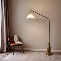 Lisbon Floor Lamp with On/Off Switch Coned Base Hanging White Shade