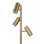 Lumina Brassed Gold Floor Lamp with Rotary Switch Triple Spots Metal Cone Base