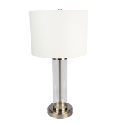 Luna Brushed Nickel Table Lamp with On/Off Switch Clear Glass Body Metal Base
