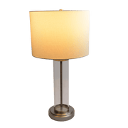 Luna Brushed Nickel Table Lamp with On/Off Switch Clear Glass Body Metal Base