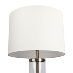 Luna Brushed Nickel Table Lamp with On/Off Switch Clear Glass Body Metal Base