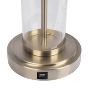 Luna Brushed Nickel Table Lamp with On/Off Switch Clear Glass Body Metal Base