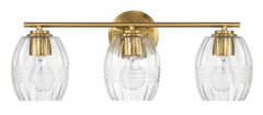 Luster Three Lights Vanity With Clear Glass Mirror Wall Lamp - Satin Brass