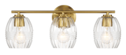 Luster Three Lights Vanity With Clear Glass Mirror Wall Lamp - Satin Brass