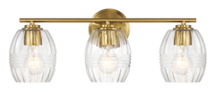 Luster Three Lights Vanity With Clear Glass Mirror Wall Lamp - Satin Brass