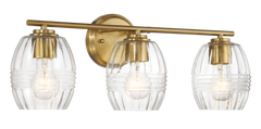 Luster Three Lights Vanity With Clear Glass Mirror Wall Lamp - Satin Brass