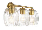 Luster Three Lights Vanity With Clear Glass Mirror Wall Lamp - Satin Brass