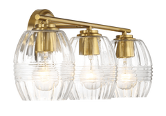 Luster Three Lights Vanity With Clear Glass Mirror Wall Lamp - Satin Brass