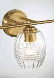 Luster Three Lights Vanity With Clear Glass Mirror Wall Lamp - Satin Brass