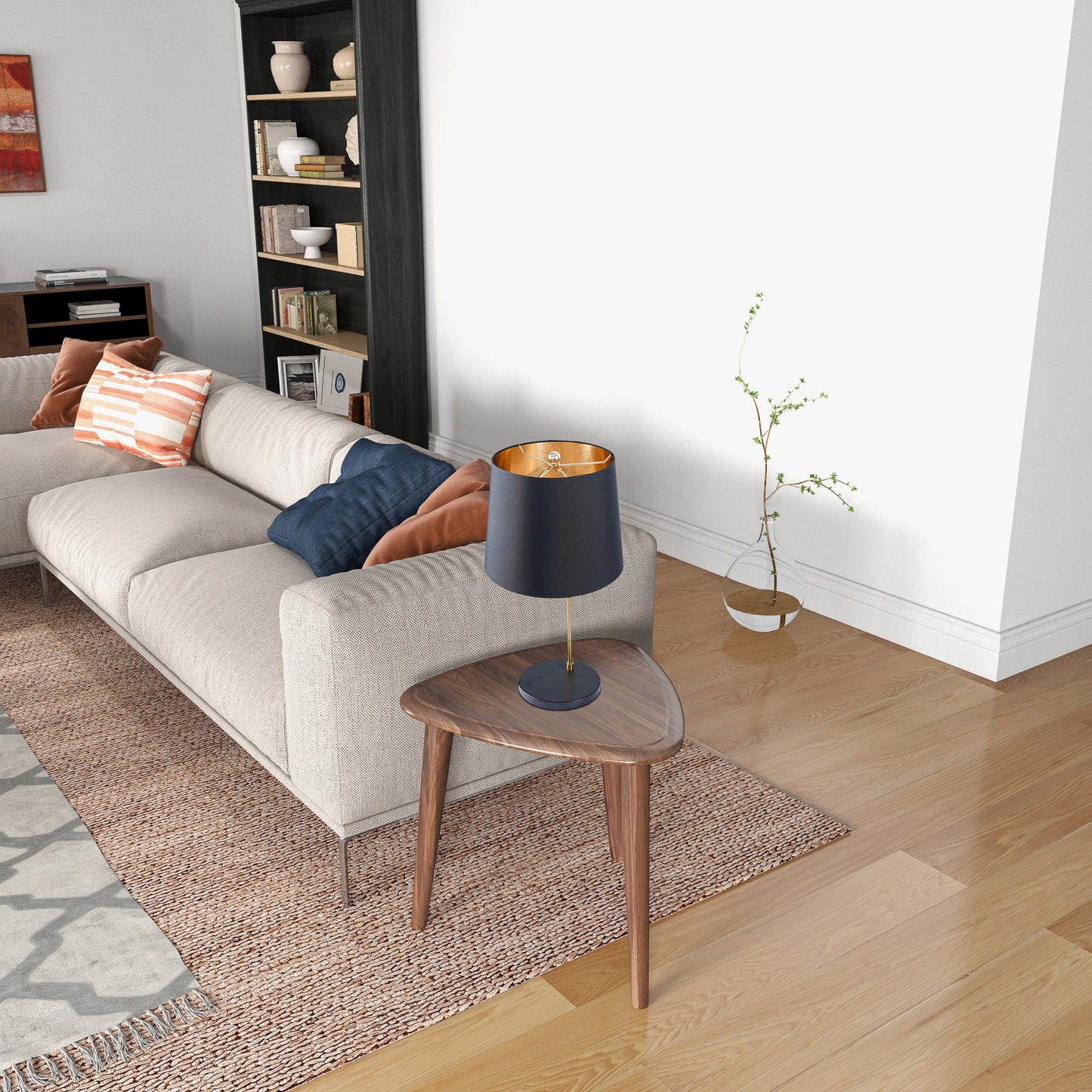 Lustrous Table Lamp - Black outer and Gold inner