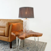Lámpara de mesa Luxora dorada - Transparente y gris