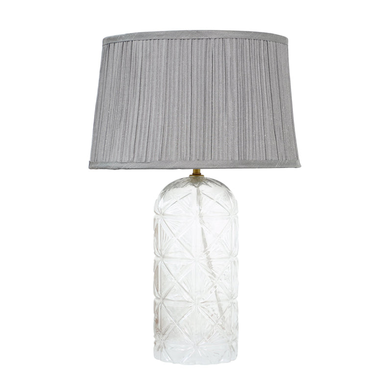 Lámpara de mesa Luxora dorada - Transparente y gris