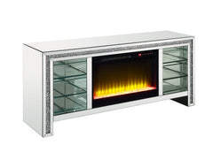 Mueble de TV Noralie Glam de 28" de alto con chimenea y LED