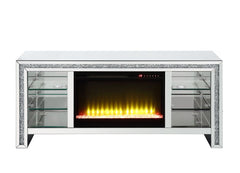 Mueble de TV Noralie Glam de 28" de alto con chimenea y LED