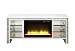 Mueble de TV Noralie Glam de 28" de alto con chimenea y LED