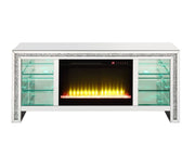 Mueble de TV Noralie Glam de 28" de alto con chimenea y LED