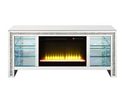 Mueble de TV Noralie Glam de 28" de alto con chimenea y LED