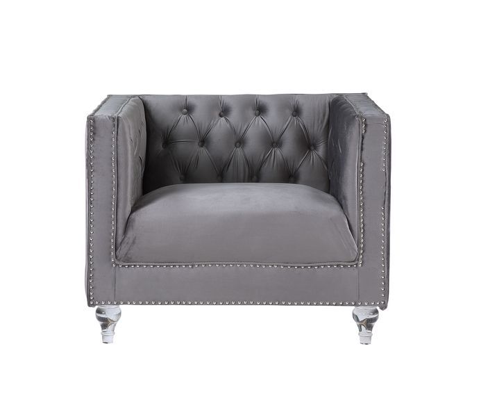 Heibero II Gray Velvet Chair