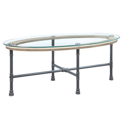 Brantley Oval 47"L Glass Top Coffee Table