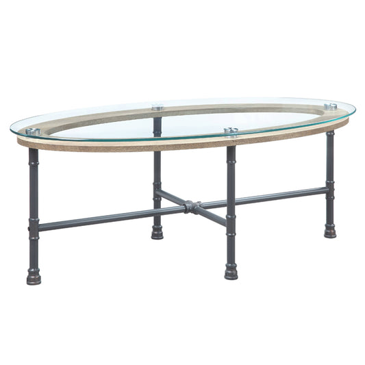 Brantley Oval 47"L Glass Top Coffee Table